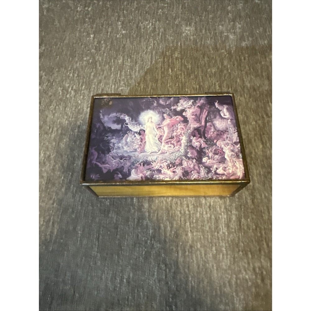 Vtg Glass And‎ Brass Mirrored Jewelry Box Oberon & Titania Unbranded